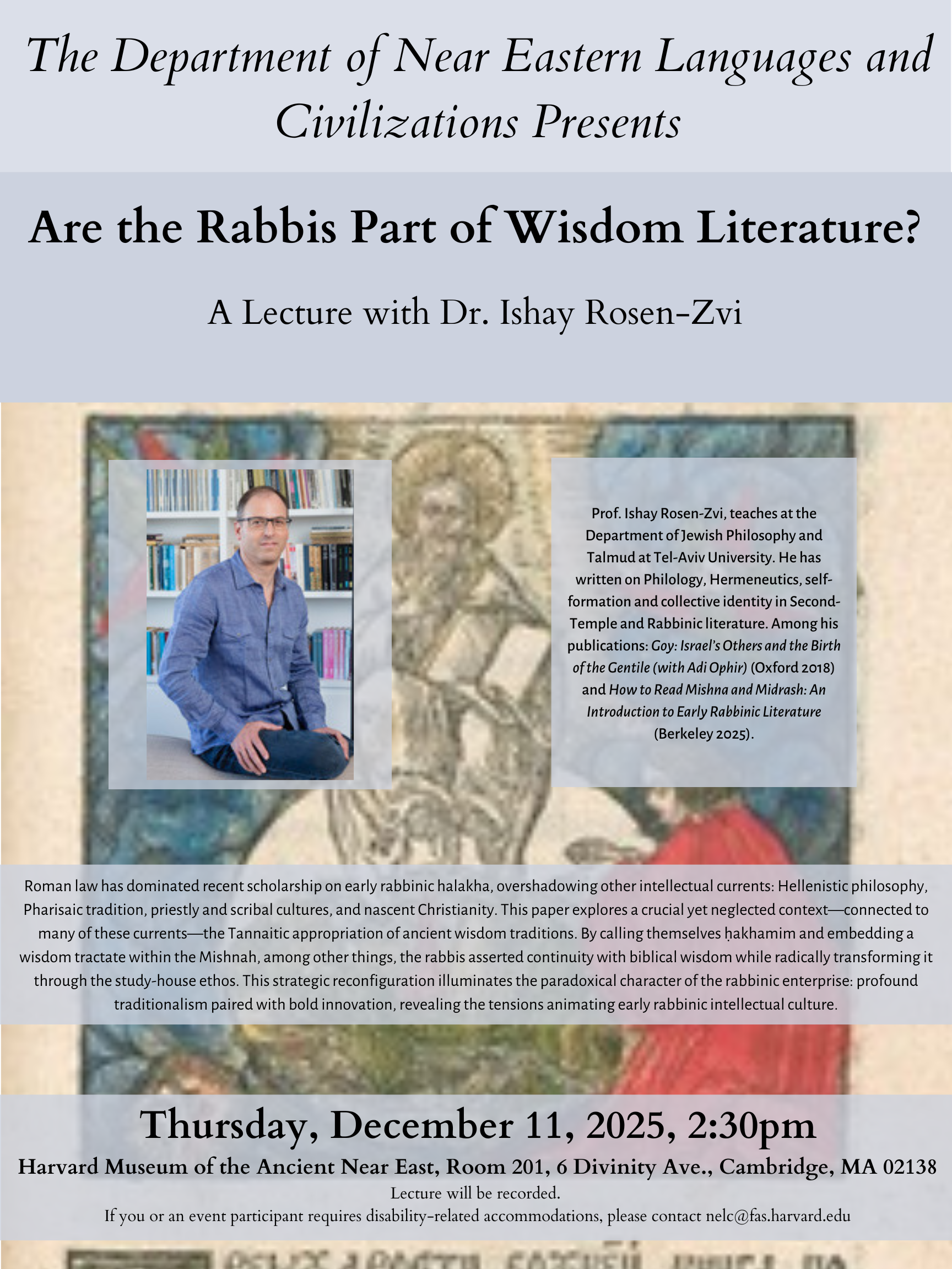 Rosen-Zvi Lecture 2025 Fall